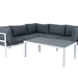Endast denna vecka Copacabana soffgrupp - Vit med grå dyna 3 hörn, 2 mitt & bord 120 x 70 cm från Venture Design- Bra Möbler