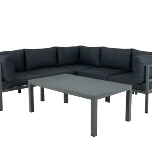 Sänkt pris Copacabana soffgrupp - Khaki med grå dyna 3 hörn, 2 mitt & bord 120 x 70 cm från Venture Design- Bra Möbler