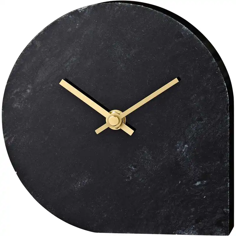 Premium Stilla Bordsklocka, Svart Marmor