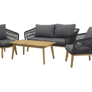 Chania soffgrupp - Grå med grå dyna 2-sitssoffa, fåtöljer & bord 110x60 cm från Venture Design- Bra Möbler Erbjudandepris