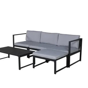 Lägg i varukorgen Salvador soffgrupp - Svart med grå dyna 2 hörn, mittdel, pall & bord 103x55 cm från Venture Design- Bra Möbler