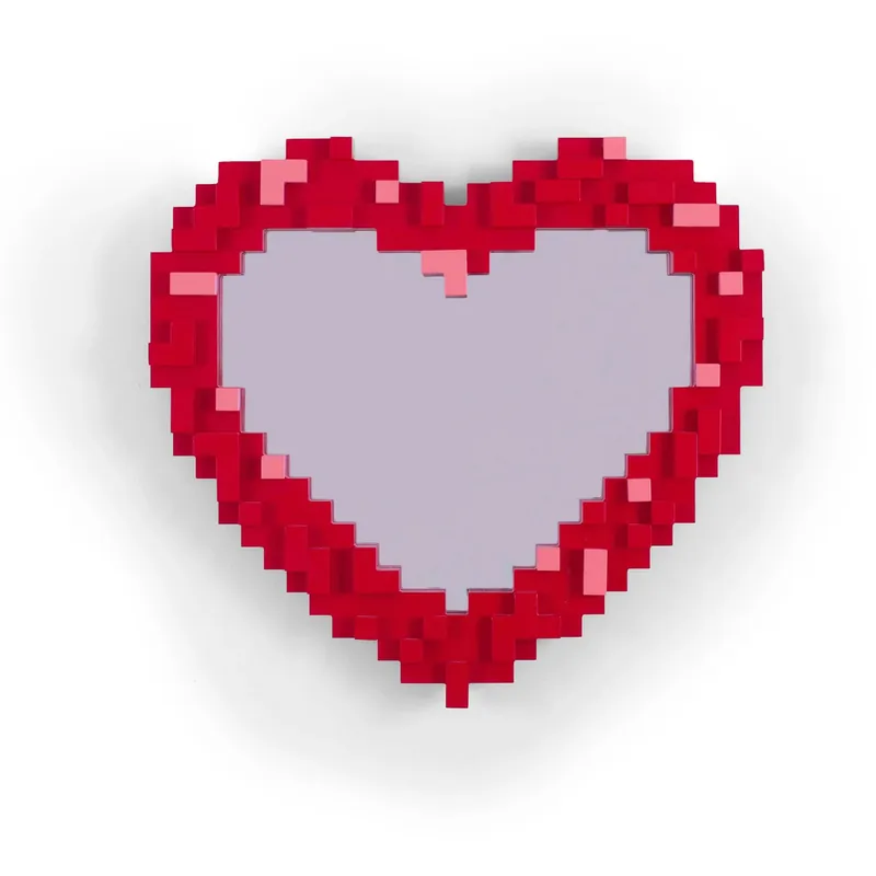 Expressleverans Pixel Heart Spegel, Röd