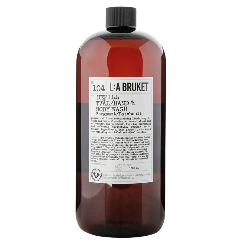 104 Bergamot/Patchouli Hand & Body Flytande Tvål 1000 ml, Refill Fynd