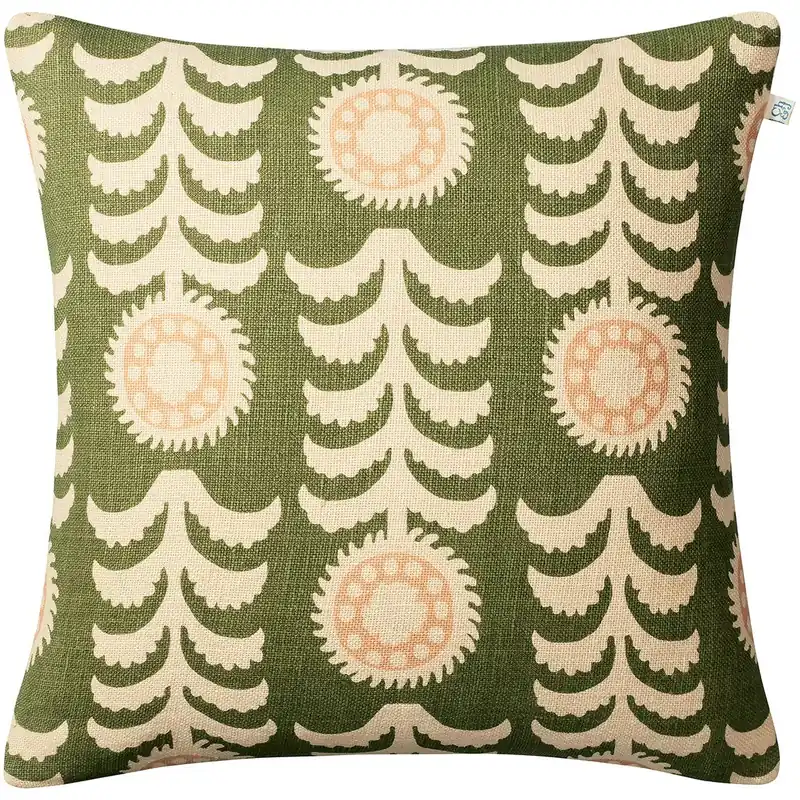 Alok Kuddfodral 50x50 cm, Light Beige / Cactus Green / Rose Kundfavorit