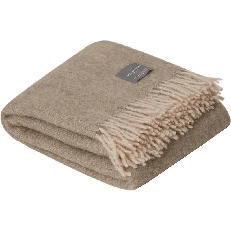 Lågt pris Mohair Filt Rullad Frans 130x170 cm, Light Taupe & Brindle Melange