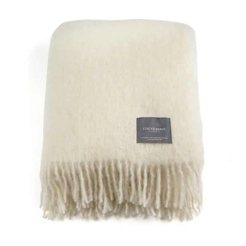 Mohair Filt Rullad Frans 130x170 cm, Bright White Fynd