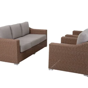Billigare Ellie soffgrupp - Natur med beige dyna 3-sitssoffa & 2 st fåtöljer från Sunzo- Bra Möbler