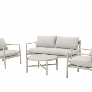 Erbjudandepris Miami soffgrupp - Beige/beige 2-sitssoffa, 2 fåtöljer & bord 85 x 85 cm från Sunzo- Bra Möbler