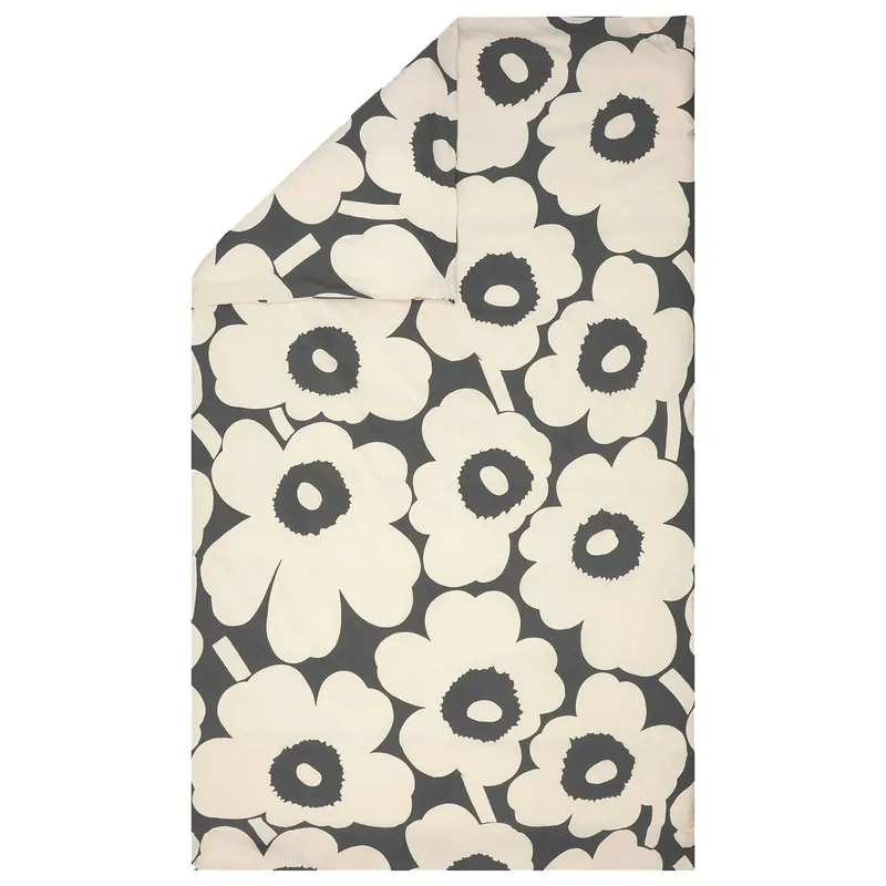 Bästa pris Unikko Påslakan Off-white/Charcoal, 150x210 cm