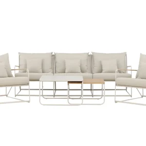 Fynd Palazzo soffgrupp - Beige med beige dyna 3-sitssoffa, 2 fåtöljer & bord 60x60/70x70 cm från Venture Design- Bra Möbler
