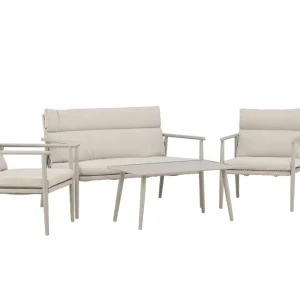 Mazzaro soffgrupp - Beige med beige dyna 2-sitssoffa, 2 fåtöljer & bord 90 x 52 cm från Venture Design- Bra Möbler Snabb leverans