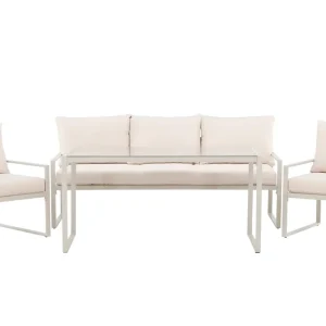 Catania soffgrupp - Beige 3-sitssoffa, 2 fåtöljer & bord 135 x 70 cm från Venture Design- Bra Möbler risnedsättning