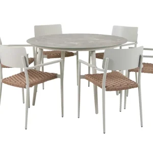 Köp online Tuve matgrupp - Oyster/natur 6 stolar & bord 120 cm från Selected Exclusive- Bra Möbler