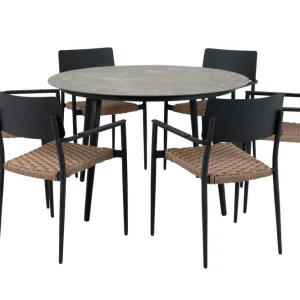 Tuve matgrupp - Svart/natur 6 stolar & bord 120 cm från Selected Exclusive- Bra Möbler Rabatt