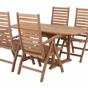 Java matgrupp - Teak 4 positionsstolar & bord 120-180 x 90 cm från Sunzo- Bra Möbler Fynd
