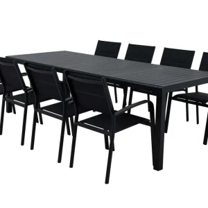 Fri frakt Genua matgrupp - Svart 8 stolar & bord 193-253 cm från Selected Home- Bra Möbler