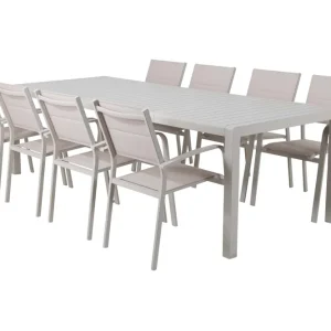 Genua matgrupp - Khaki 8 stolar & bord 193-253 cm från Selected Home- Bra Möbler Erbjudande