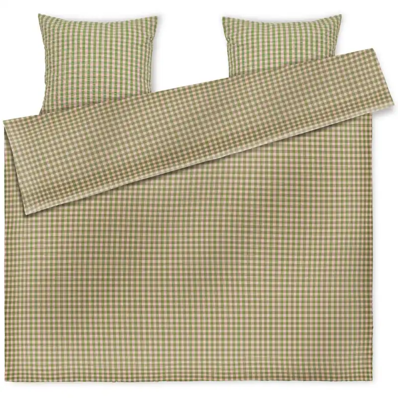 Kundfavorit Bæk & Bølge Påslakanset 220x220 + 50x60 cm, Grön/Blekrosa