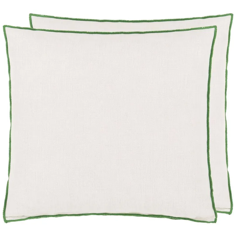 Brera Lino Kudde 43x43 cm, Alabaster / Emerald Begränsat erbjudande