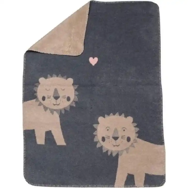 Expressleverans Mila Babyfilt 75x100 cm Lion, Grå / Beige