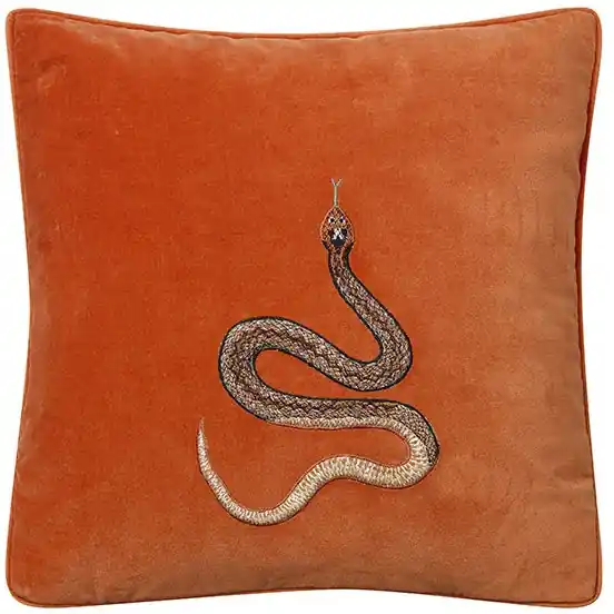 Embroidered Cobra Kuddfodral 50x50 cm, Orange Erbjudande