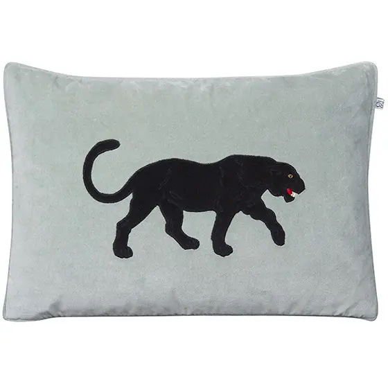 Embroidered Black Panther Kuddfodral 40x60cm, Aqua Kundfavorit
