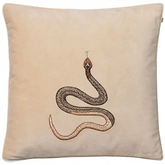 Embroidered Cobra Kuddfodral 50x50 cm, Beige Endast idag