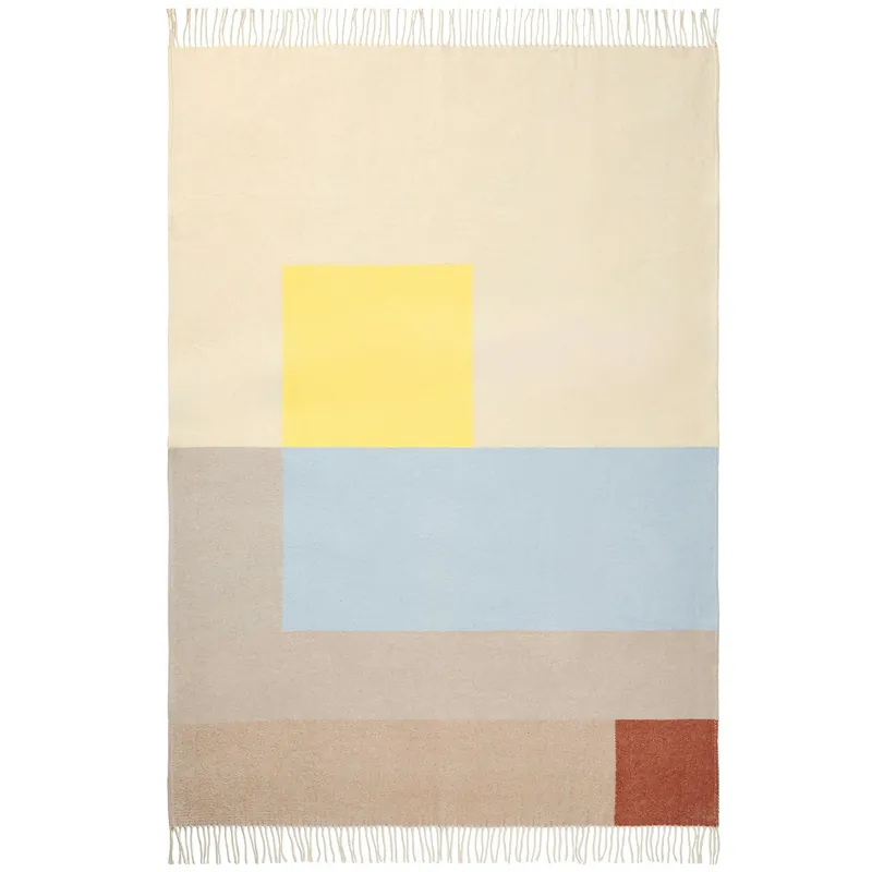 Brick Pläd 125x170 cm, Ljusgul risnedsättning