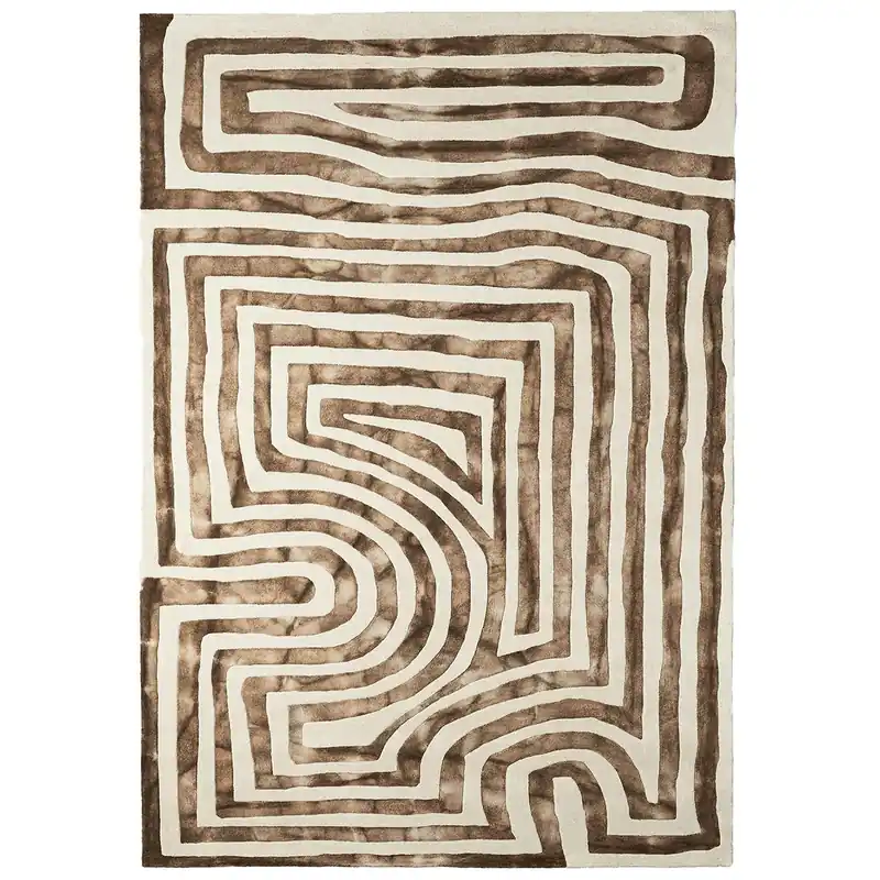 Psychedelic Labyrinth Rug Beige Sista chansen
