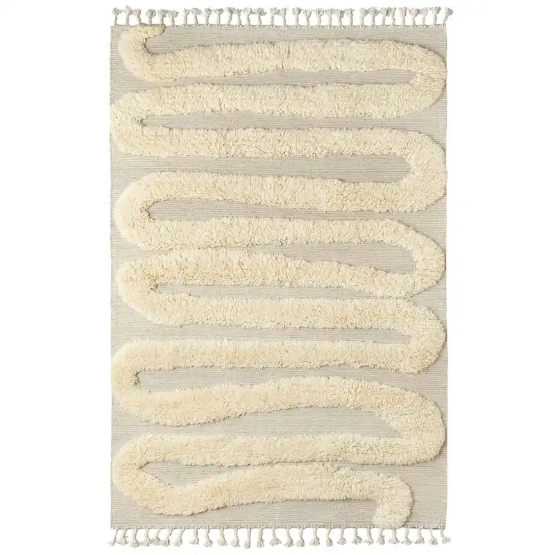 Snake Rya Rug Off White Fri frakt