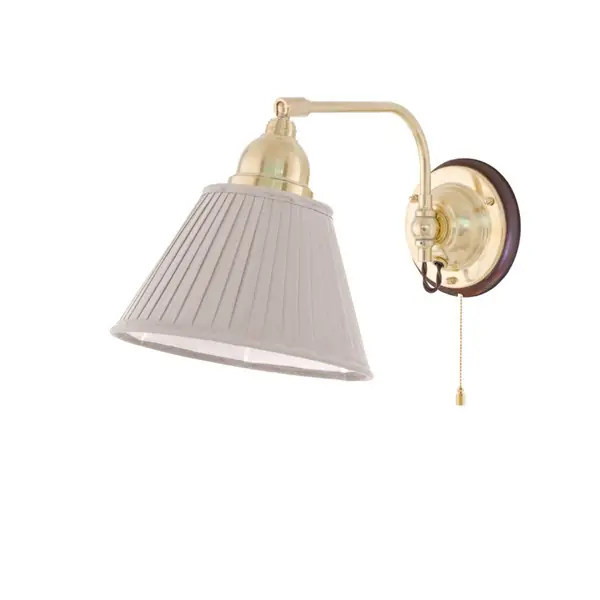 Gripenberg Vägglampa Med Dragbrytare Och Träplatta, Mässing-Brun Sladd/Brunt Fäste, Exkl. Skärm Erbjudande