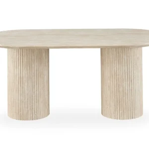 Uppveda Ovalt Matbord 180x90 cm Travertin Utseende - Möbler Utförsäljning