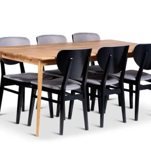 Alborg Matgrupp 180 cm med 6 Borgholm Stolar i massivt trä - Möbler Sista chansen