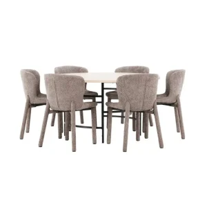 Utförsäljning Matgrupp Copenhagen Runt 140 cm med 6st Astoria Stolar Vit / Svart, Brun - Möbler