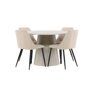 Bästa pris Matgrupp Lanzo Runt 120 cm med 4st Night Stolar Beige - Möbler