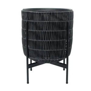 Wicker Blomkruka på stativ 30x30xH38 cm Svart - Inredning & dekor Nyhet