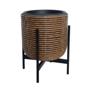 Bästa pris Wicker Blomkruka på stativ 30x30xH38 cm Brun - Inredning & dekor