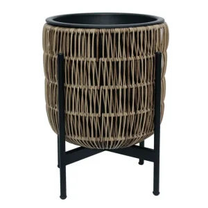 Begränsad tid Wicker Blomkruka på stativ 30x30xH38 cm Ljusbrun - Inredning & dekor