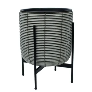 Begränsat antal Wicker Blomkruka på stativ 38x38xH49 cm Grå - Inredning & dekor
