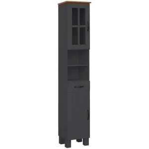 Erbjudandepris Loft24 Alby Högskåp till Badrum 180x33x30 cm Grå - Förvaring