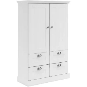 Rabatt Loft24 Motala Garderob 83x130 cm Vit - Förvaring