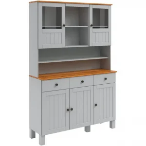 Säker betalning Loft24 Alby Byrå med Överskåp 125x38 cm Grå - Förvaring