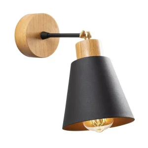 Begränsat antal Vägglampa Sudalwani Svart / Ek - Belysning
