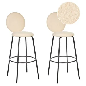 Barstol Emery set om 2 Beige-Svart - Möbler Beställ nu