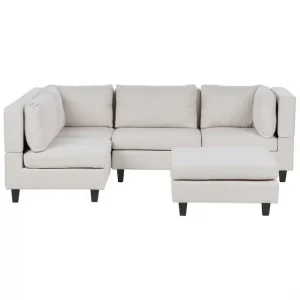 4-sits Hörnsoffa med fotpall Unstad Beige/svart - Möbler Snabb frakt