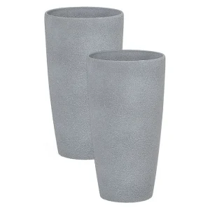 Trädgårdskruka Abdera set om 2 Grå, 23x23x42 cm - Inredning & dekor Reapris