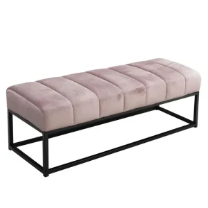 Bänk Wohnling sammet klädd modern vadderad elegant metallram Rosa - Möbler Fynd