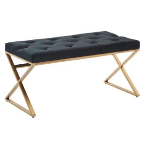 Bänk Wohnling klädd Chesterfield-utseende med sammetsklädsel enkel ram - Möbler Köp online
