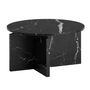 Begränsad tid Soffbord Wohnling Rund stensikt stil modern look 60 cm, Marmor Svart - Möbler