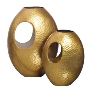 Vas Wohnling Set om 2 Aluminium Hamrad look, modern loftstil Guld - Inredning & dekor Rabatt